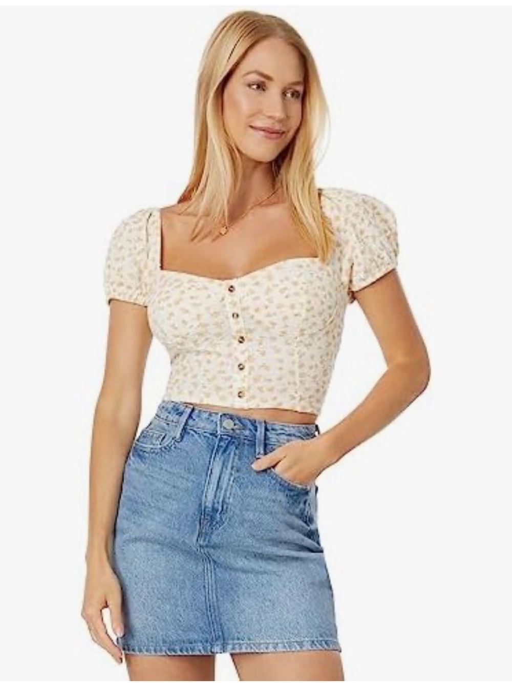 Billabong 100% cotton Puffed Sleeve Top size S